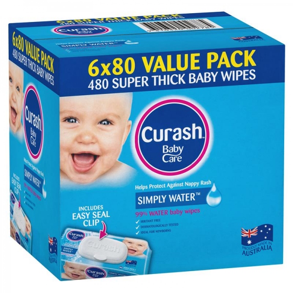 Buy Curash Babycare Simply Water Wipes 6 x 80 Online at Chemist Warehouse®