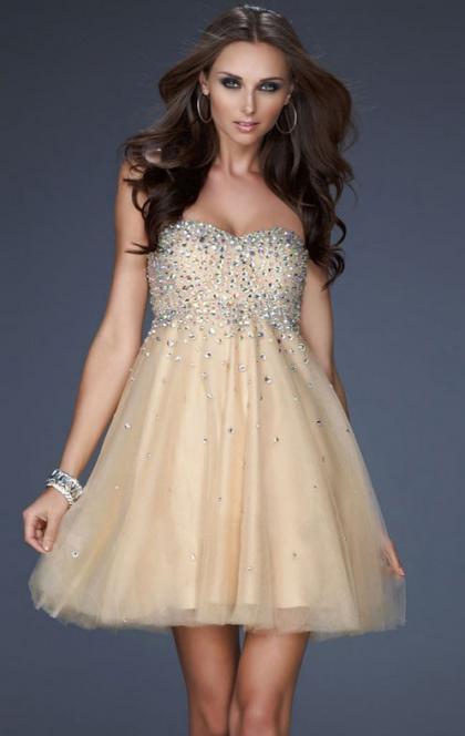 BEAUTIFUL SHORT CHAMPAGNE TAILOR MADE COCKTAIL PROM DRESS (LFNAF0059) in marieprom